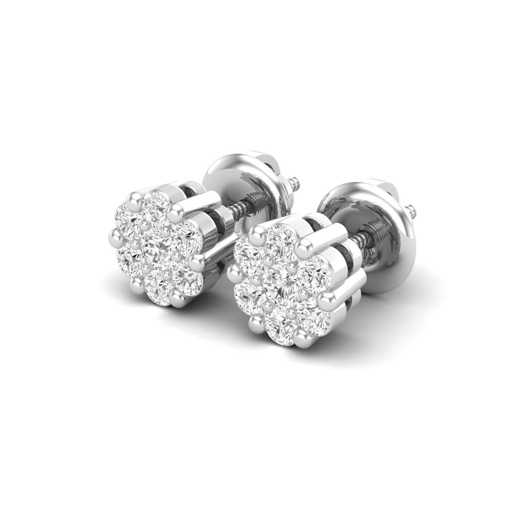 18K White Gold-Plated Sterling Silver 0.48ct Lab Diamond Earrings