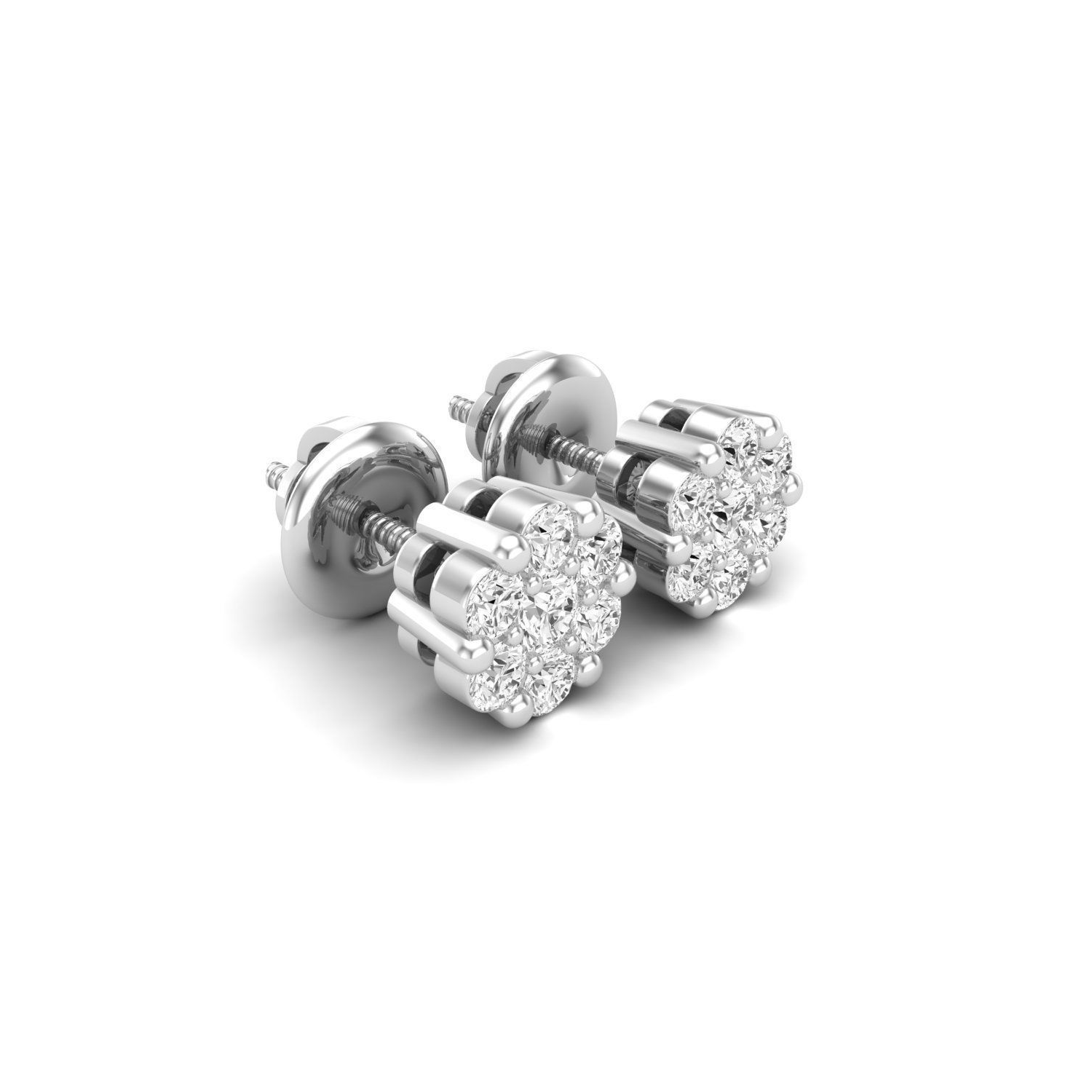 18K White Gold-Plated Sterling Silver 0.48ct Lab Diamond Earrings