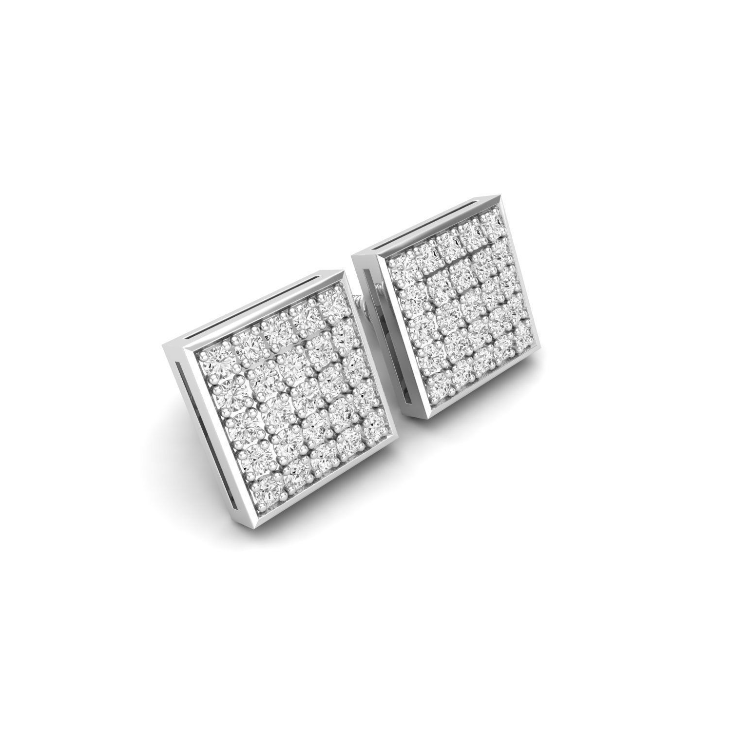 18K White Gold-Plated Sterling Silver 0.75ct Lab Diamond Pave Earrings