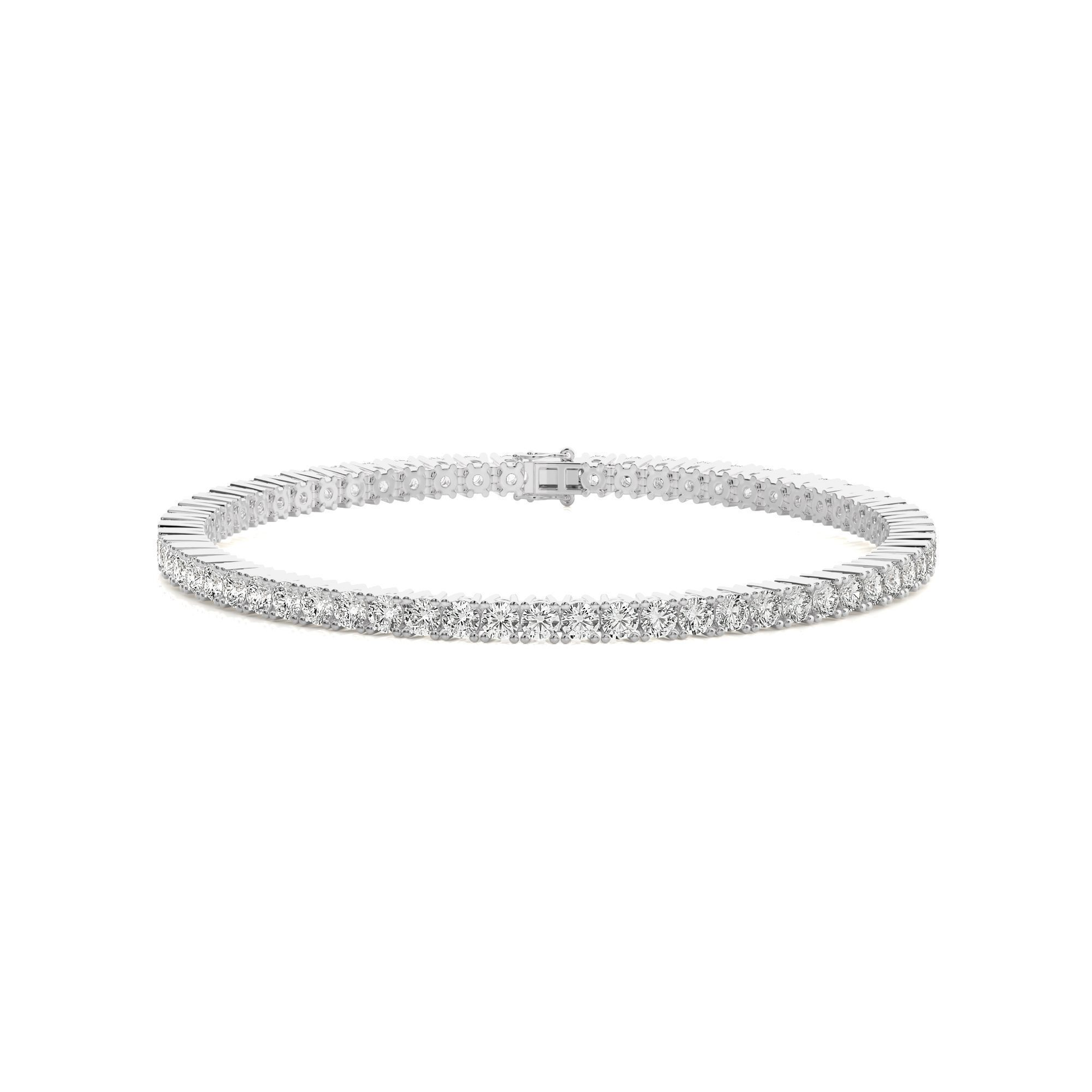 18K White Gold-Plated Sterling Silver 2.46ct Lab Diamond Tennis Bracelet